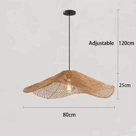 Woven Rattan Chandelier Restaurant Straw Hat Lights Dinning Room Hotel Loft wabi sabi lamp Japanese Decorative Hanging Lamp